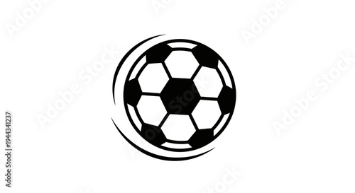 Black and White Soccer Ball Icon with Swirl