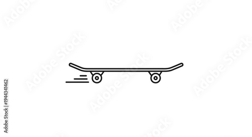 Skateboard Icon Motion Lines, Vector Graphic, Minimalist Design, Isolated on White Background