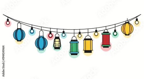Colorful Lanterns String Lights Festive Decoration