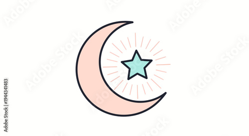 Crescent Moon Shining Star Night