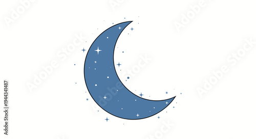 Crescent Moon with Stars Night Sky