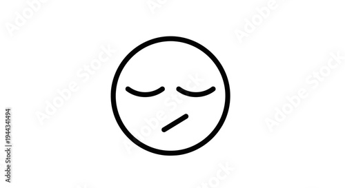 Skeptical Face Emoji Icon, Unimpressed Expression, Doubtful Mood, Simple Line Art