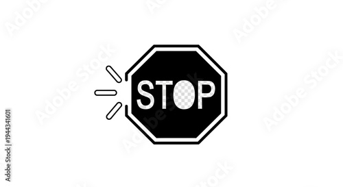 Stop Sign with Sound Waves, Warning, Alert, Danger, Traffic Control, Octagon Shape