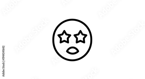 Surprised Emoji Face with Stars for Eyes Icon