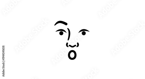 Surprised Face Drawing, Shocked Expression, Wide Eyes, Open Mouth, Minimalist Art