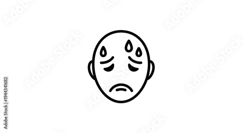 Sweating Face Icon, Stress and Anxiety Symbol, Overheating and Heatstroke Illustration