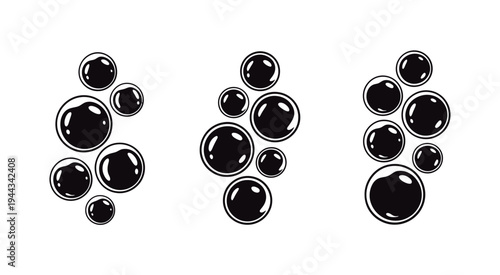 Bubbles Silhouette Black Round Shapes Graphic Illustration