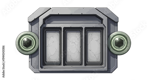 Futuristic Slot Machine Interface with Three Reels and Glowing Controls