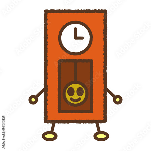 手書き風のキャラクターイラストアイコン　掛け時計