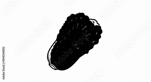 Black and white sketch of a whole head of napa cabbage on a white background