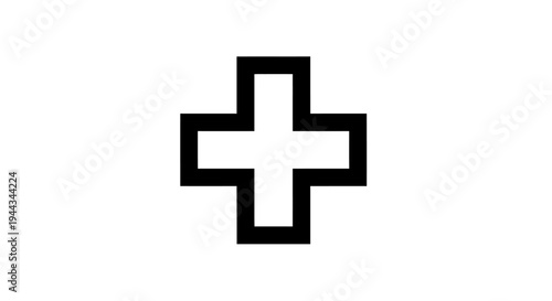Black and white plus sign symbol.