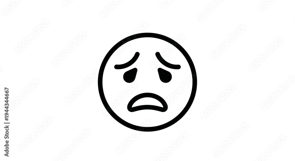 Obraz premium Sad Face Icon, Disappointed Emotion, Negative Feeling, Unhappy Expression, Simple Line Art