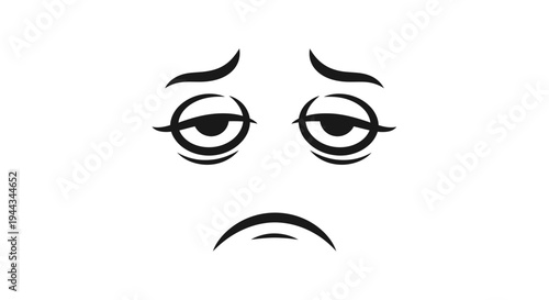 Sad Face Emoji, Unhappy Expression, Tired Eyes, Disappointment, Negative Emotion Icon