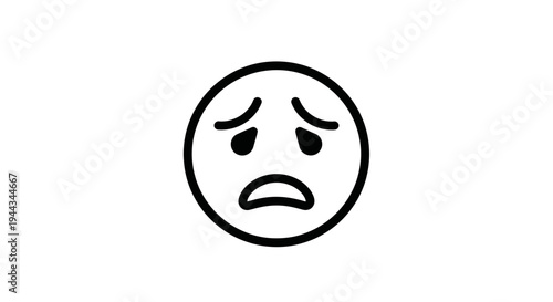Sad Face Icon, Disappointed Emotion, Negative Feeling, Unhappy Expression, Simple Line Art