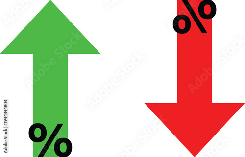 Up and down percentage arrows growth and decline business vector illustration