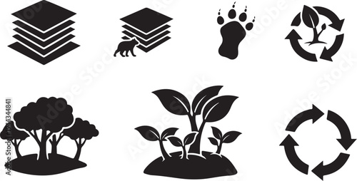 Eco Friendly Icons for Sustainable Living and Conservation Concepts