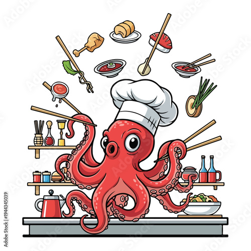 set of funny cartoon chef