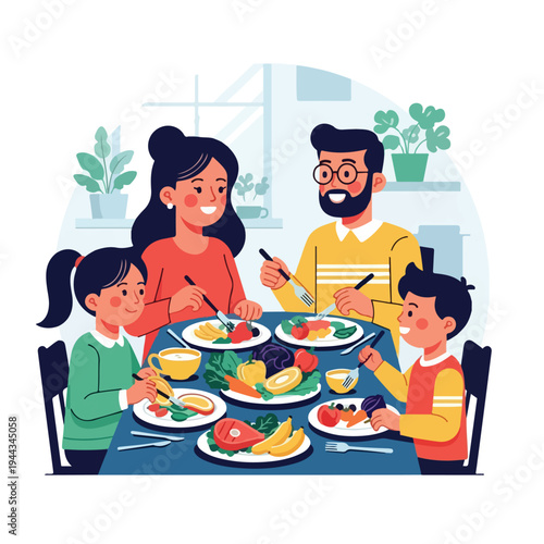 happy family with food