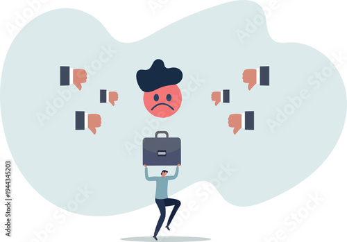 Response to negative feedback, dislike or bad customer review rating, handle complaint, business mistake or problem, satisfaction or angry opinion concept.person's life situation and his activities.