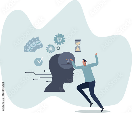 Self control mental process concept. Psychological activity, life decision making, body reflexes, emotional intelligence.person's life situation and his activities.