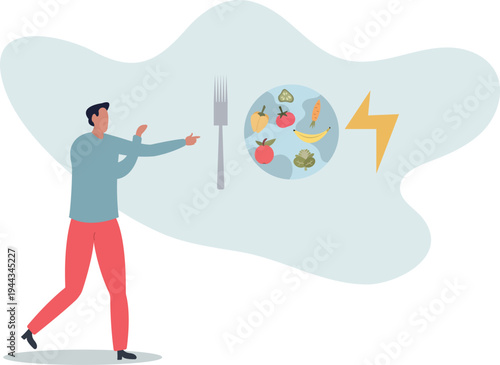 Save earth and eat more vegetables instead of meat .Avoid animal products and dairy for healthy lifestyle and ecological earth protection.person's life situation and his activities.