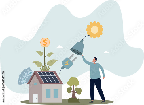 Smart home, IOT administration.savings when using solar energy. environment concept. autonomous energy.person's life situation and his activities.