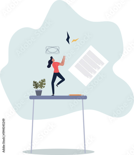 Stress overload female as frustration and tension emotion .person's life situation and his activities.