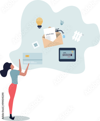 Utility bills payment.pay money for consumption of electricity, gas and water supply, heating .person's life situation and his activities.