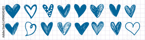 Hand drawn doodle hearts sketch collection isolated on white background. modern vector icons for love, scrapbooking, print and web design.
