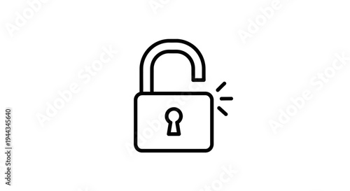 Open padlock icon, unlocked security symbol, digital access concept, vector illustration