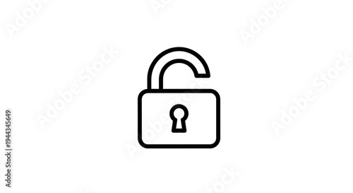 Open padlock icon, symbol of unlocked security, freedom, and access