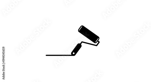 Paint Roller Applying Line on White Background - Minimalist Icon