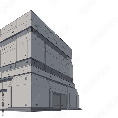 Abstract Brutalist Architecture Grid Pattern in Concrete