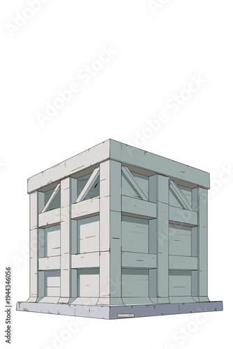 Abstract Brutalist Architecture Grid Pattern in Concrete