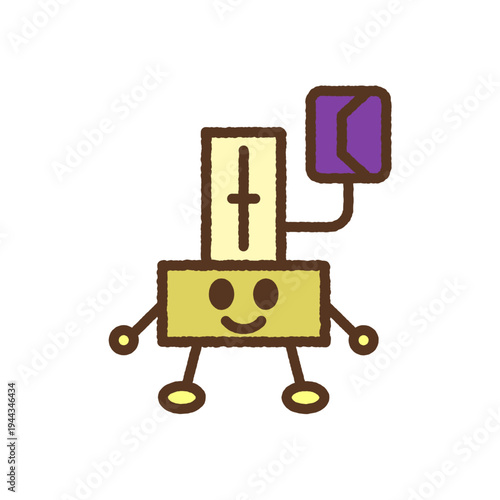 手書き風のキャラクター単品アイコンイラスト　血圧計