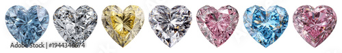 PNG Colorful heart-shaped gemstones displayed, transparent background