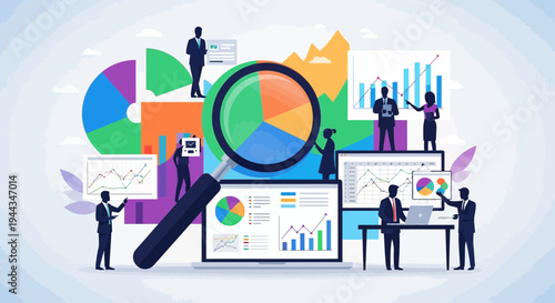 Business Analytics and Data Visualization Concept with People Analyzing Charts