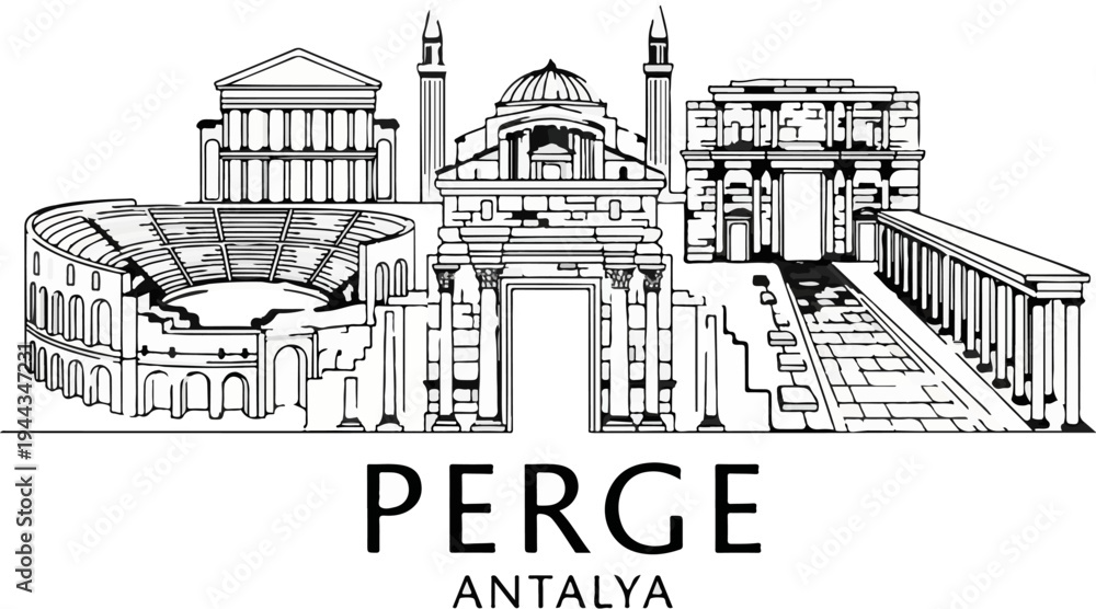 Fototapeta premium Ancient architectural ruins with text 