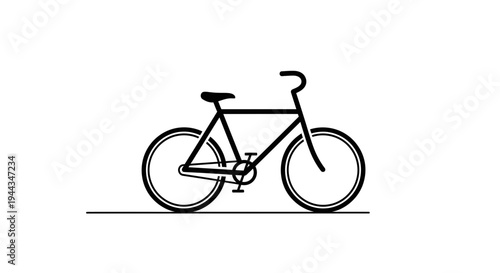 Minimalist Black and White Bicycle Icon on White Background