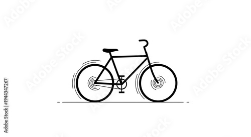 Minimalist Black Bicycle Illustration on White Background, Clean Line Art Design