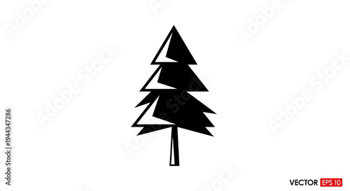 Black silhouette of a pine tree.