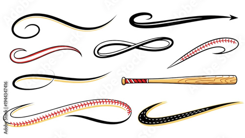 A collection of colorful illustration quill pen strokes and nibs on white