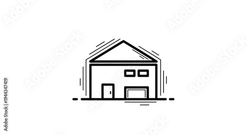 Minimalist House Icon - Simple Line Art Drawing of a Modern Home