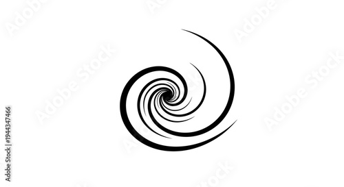 Black swirl shape design element symbol.