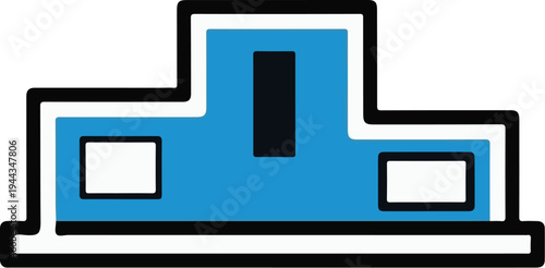 Blue podium with three levels for awards and competition winners