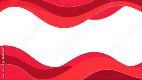 Vibrant red wavy lines create dynamic graphic design on white background