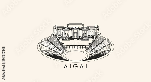 Ancient Greek theater with classical architecture and seating