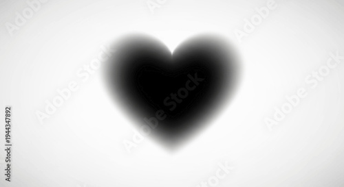 Abstract Black Heart Shape with Grungy Texture and White Background