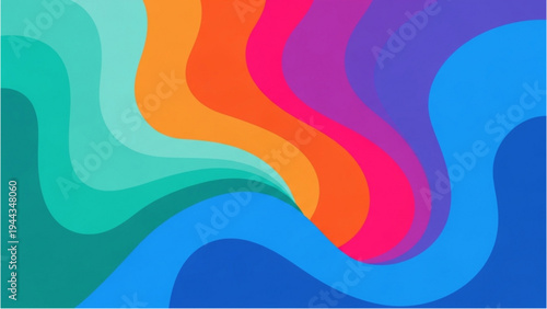 Vibrant colorful wavy lines form an abstract graphic illustration