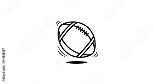 American Football Ball Icon, Simple Line Art, Isolated on White Background